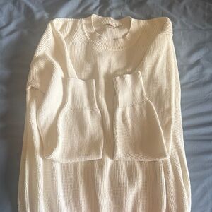 Faherty Ivory Crew Neck Sweater